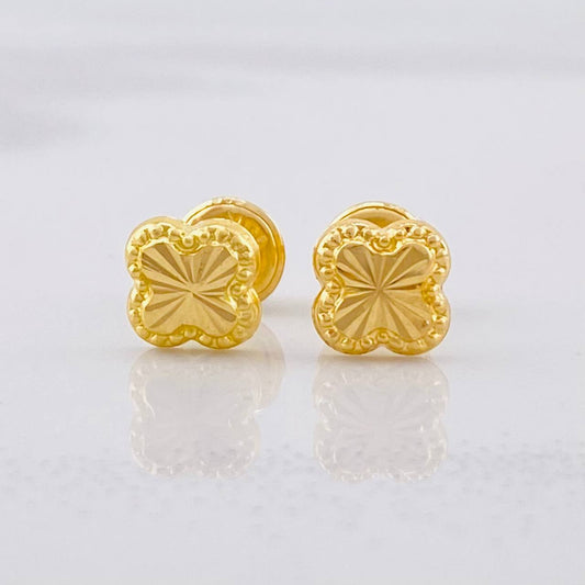 Diamond Cut Clover Stud Earrings 0.5g / in / 6.1mm 18K Yellow Gold