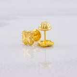 Diamond Cut Clover Stud Earrings 0.55g / in / 6.1mm 18K Yellow Gold