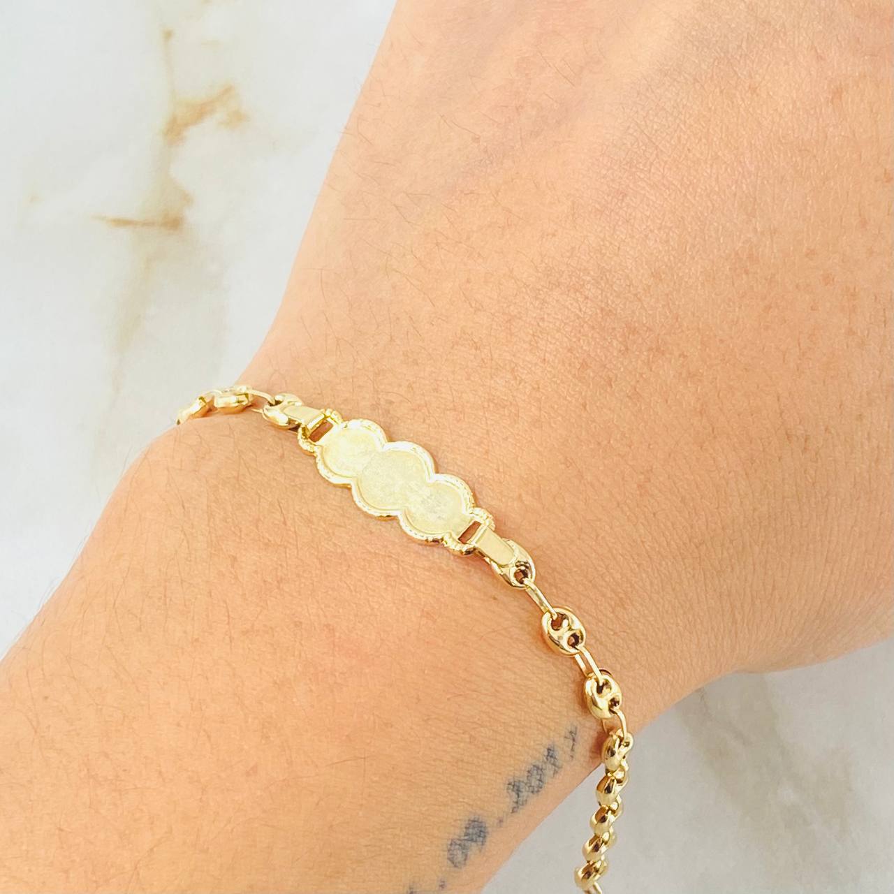 Bracelet Baby Gc Cloud Edged 1.85gr / 5 1/2 in / 3.6mm Yellow Gold 18K ©
