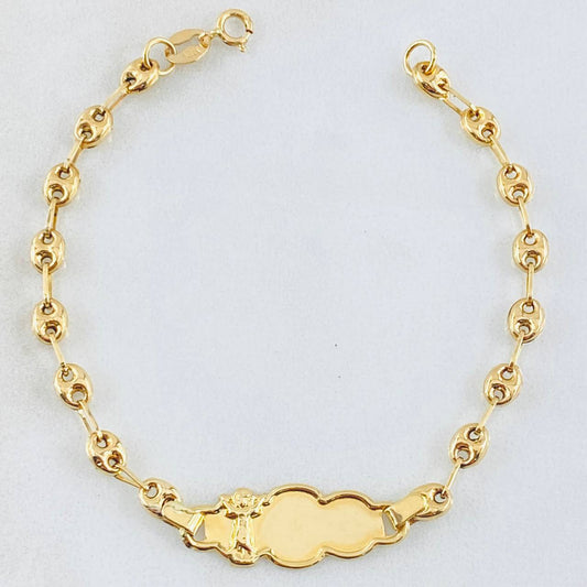 Pulso Bebé GC Placa Nube Divino Niño 1.85gr / 5 3/4 in / 3.6mm Oro Amarillo 18K ©