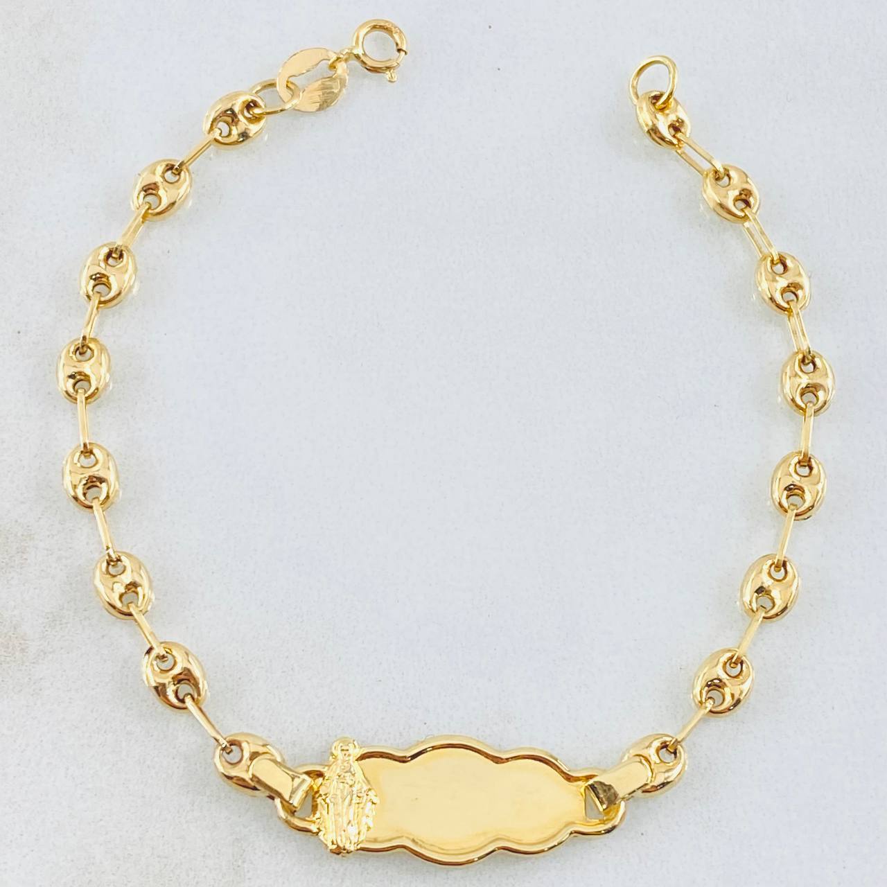 Pulso Bebé Gc Placa Nube Virgen Milagrosa 1.75gr / 5 3/4 in / 3.5mm Oro Amarillo 18K