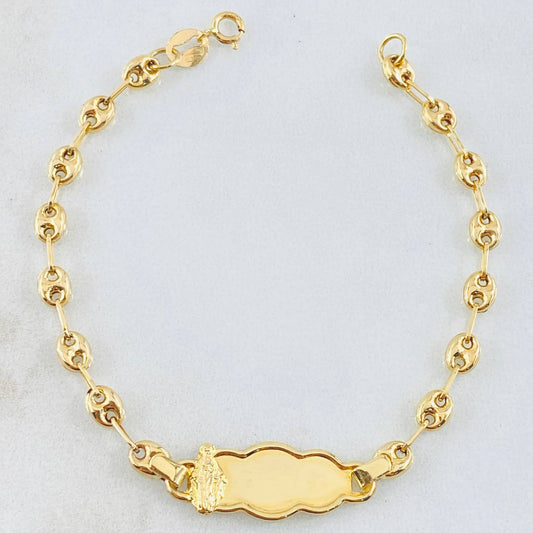 Bracelet Baby Gc Miraculous Virgin Cloud Bordered 1.85gr / 5 1/2 in / 3.6mm Yellow Gold 18K *
