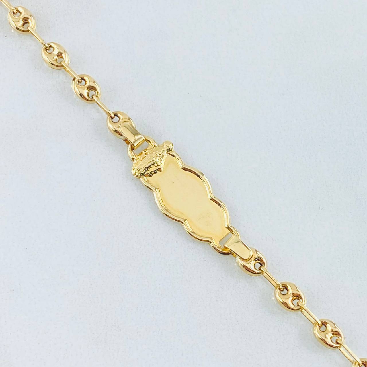 Pulso Bebé Gc Placa Nube Virgen Milagrosa 1.75gr / 5 3/4 in / 3.5mm Oro Amarillo 18K