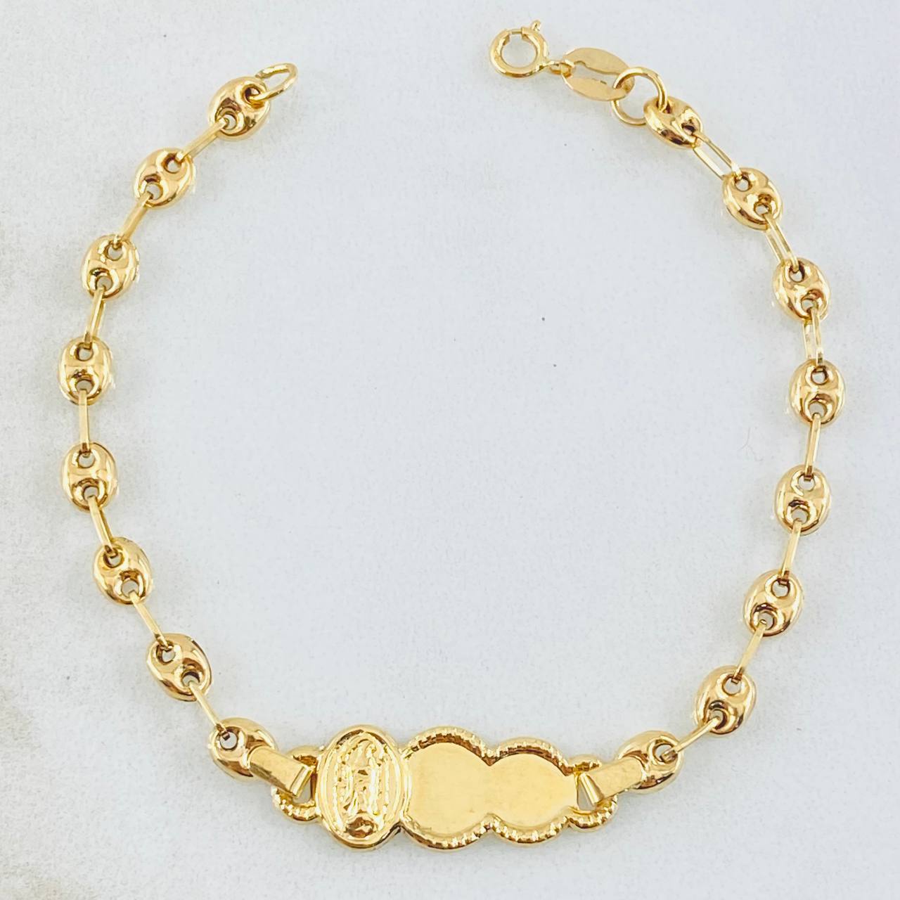 Bracelet Baby Gc Virgin Guadalupe Cloud Bordered 1.85gr / 5 1/2 in / 3.5mm Yellow Gold 18K ©