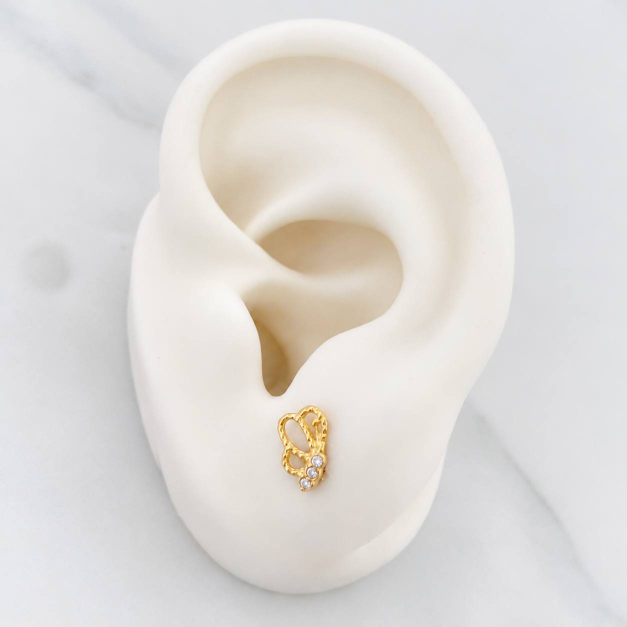 Stud Earrings Butterfly 0.75g / in / 6.46mm Yellow Gold 18K