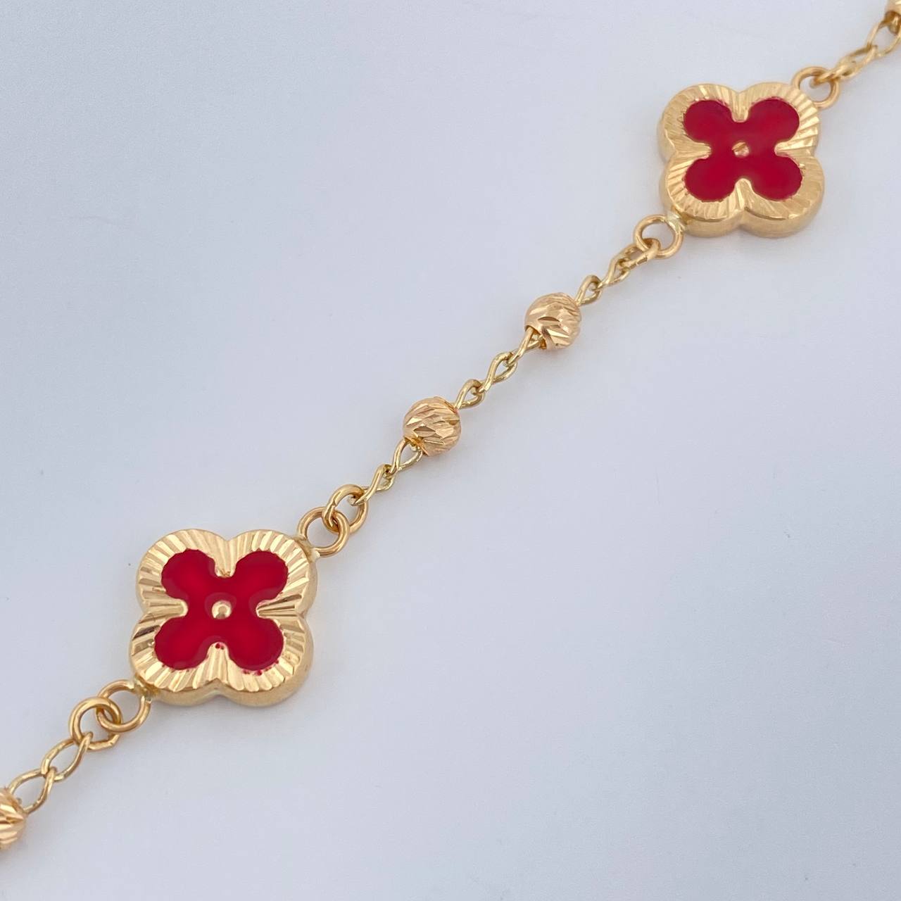 Pulso Trebol Militar 4.2gr / 7 1/4 in / 3mm Oro Amarillo 18K %