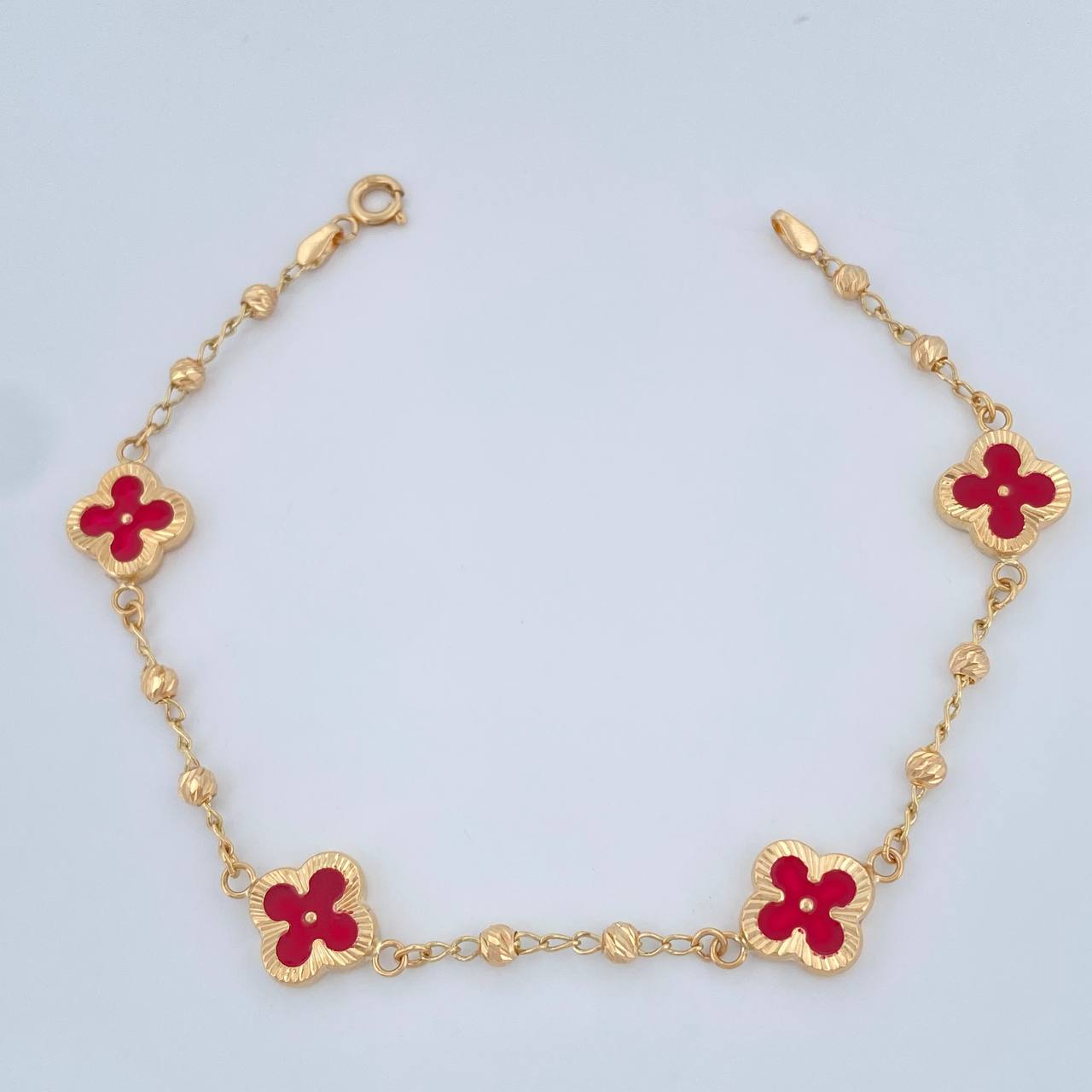 Pulso Trebol Militar 4.2gr / 7 1/4 in / 3mm Oro Amarillo 18K %