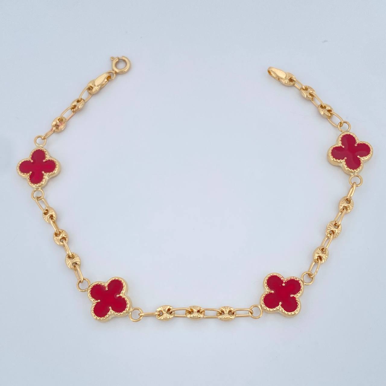 Pulso Trebol GC 4.25gr / 7 1/4 in / 2mm Oro Amarillo 18K %