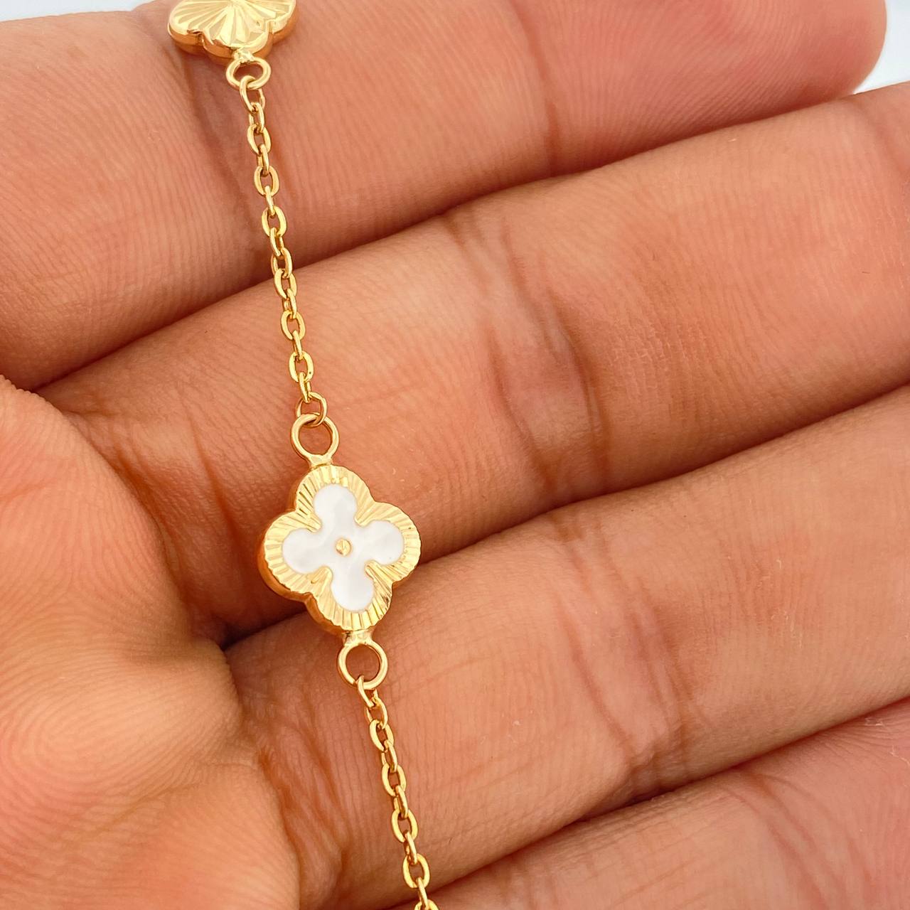 Pulso Trebol Aro Seguido 3.45gr / 7 1/2 in / 1.2mm Oro Amarillo 18K %