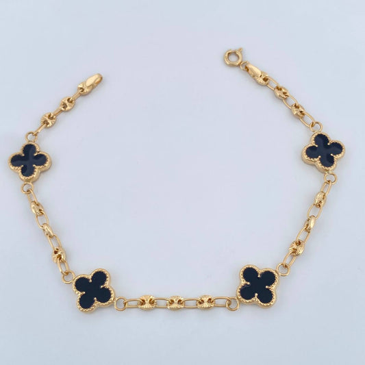 Pulso Trebol GC 4.35gr / 7 1/4 in / 2mm Oro Amarillo 18K %