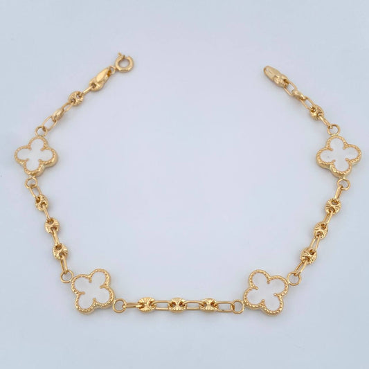 Pulso Trebol GC 4.25gr / 7 1/4 in / 2mm Oro Amarillo 18K %