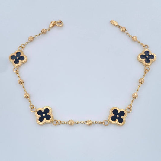 Pulso Trebol Militar 4.1gr / 7 1/2 in / 3mm Oro Amarillo 18K %
