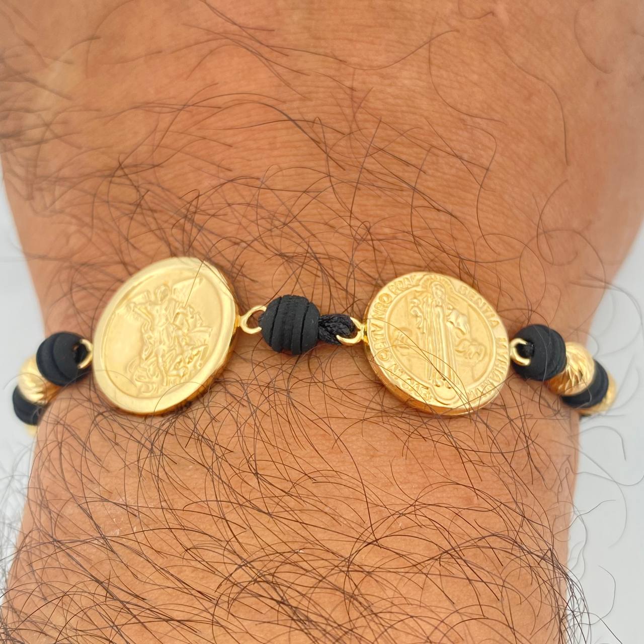 Pulsera Tejida Negra Doble 3.45gr / Oro Amarillo 18K %
