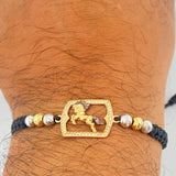 Pulsera Tejida Negra Caballo 2.85gr / Tres Oros 18K %