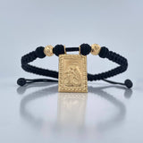 Black Woven Bracelet Virgin of Carmen 2.15gr / 18K Yellow Gold %