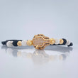 Pulsera Tejida Negra Pantera 6.05gr / Dos Oros Amarillo Blanco 18K %