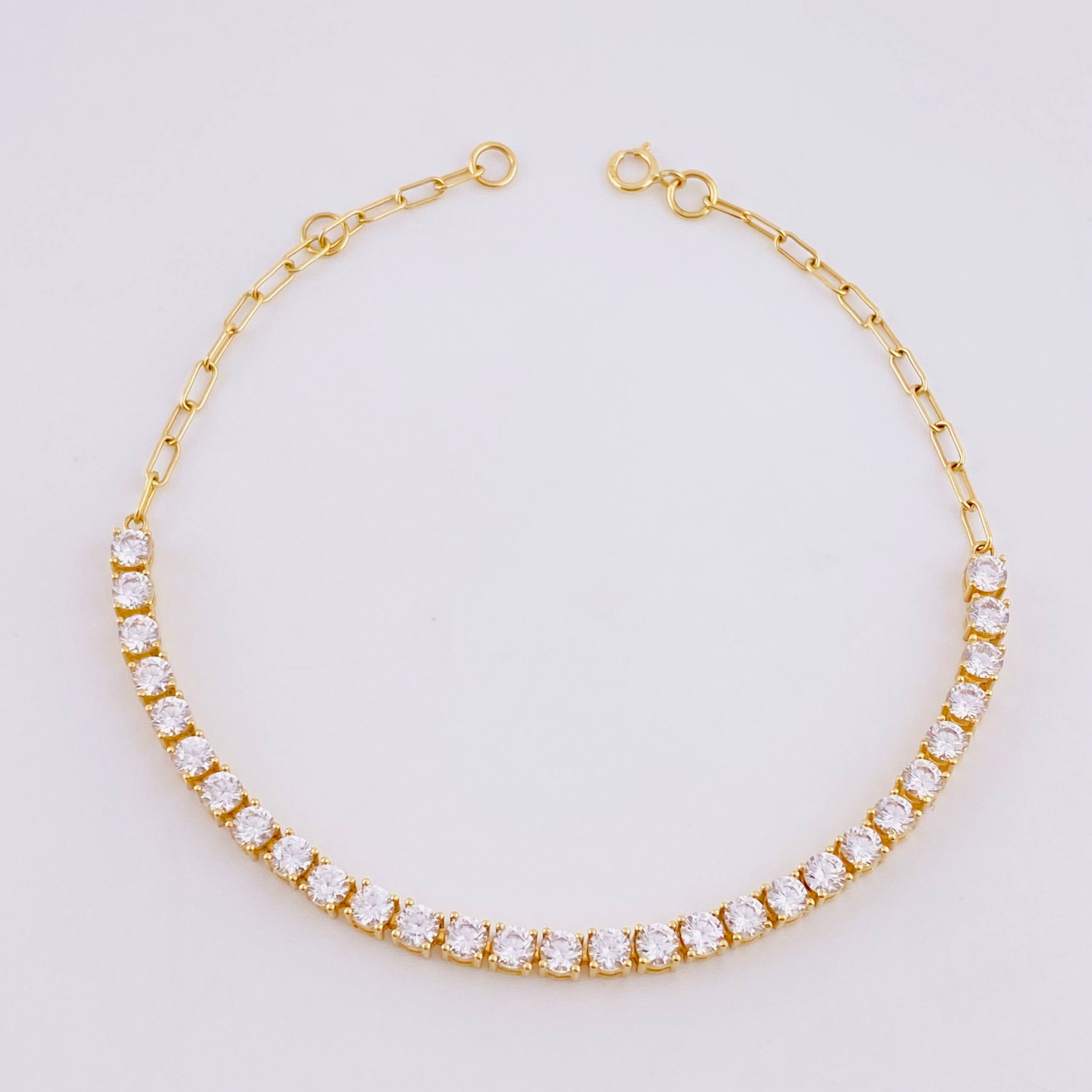 Pulso Modulable Tenis 5.4g / 7 3/4 in - 7 1/4 in / 3mm Oro Amarillo 18K