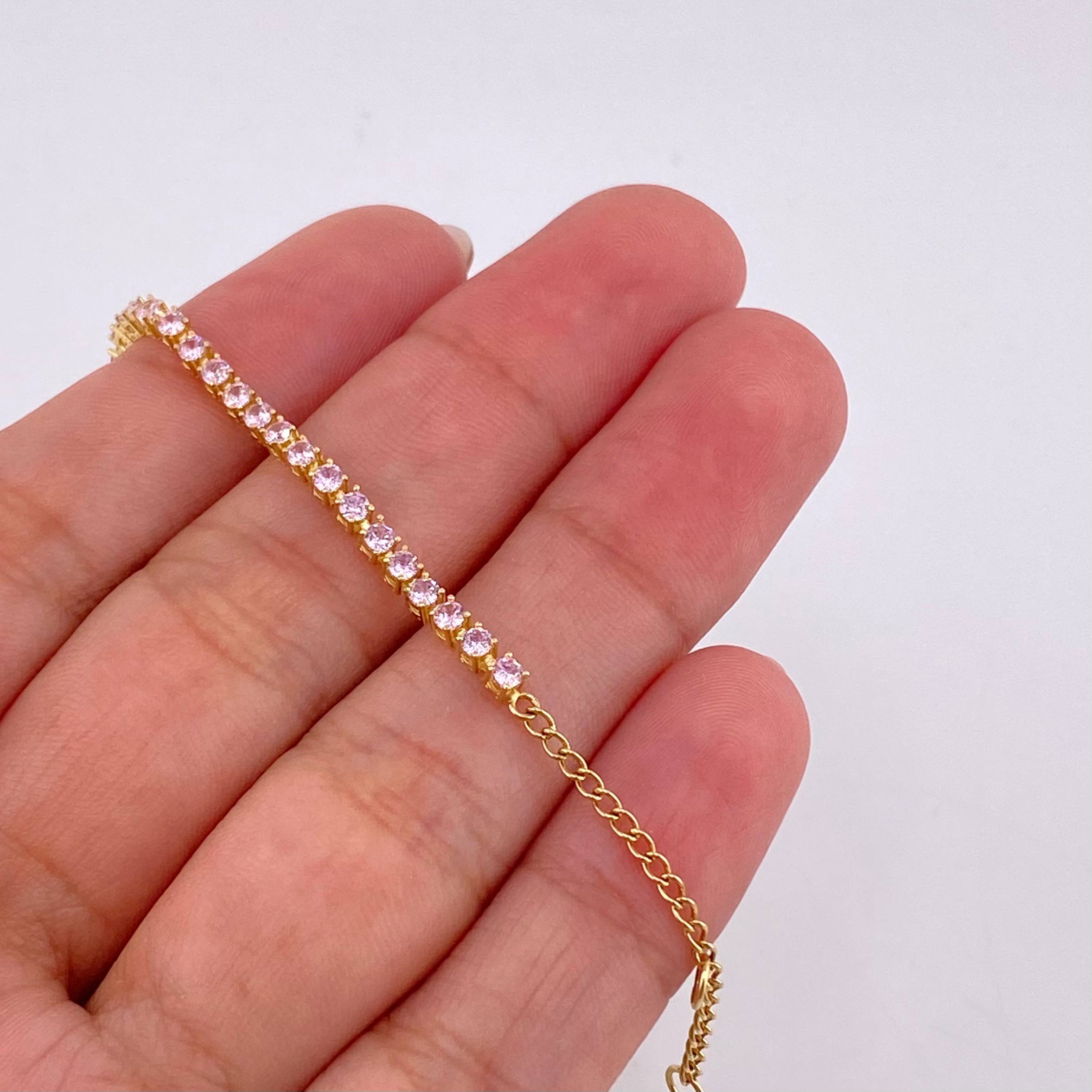 Pulso Modulable Tenis 2.95g / 7 1/4 in - 6 1/2 in / 2mm Oro Amarillo 18K