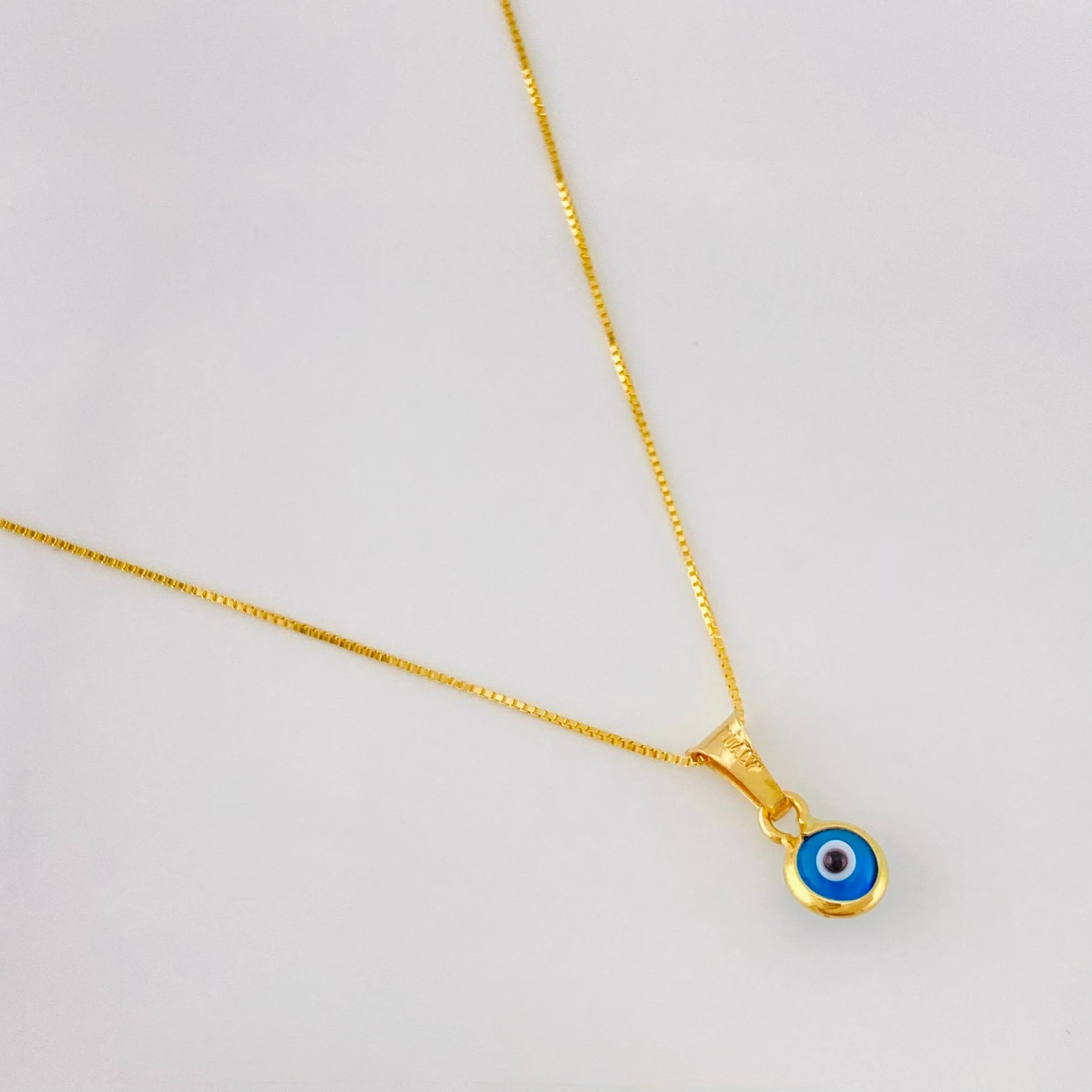 Set Venetian Chain + Turkish Eye Pendant / 1.4g / 18 in Yellow Gold 18K
