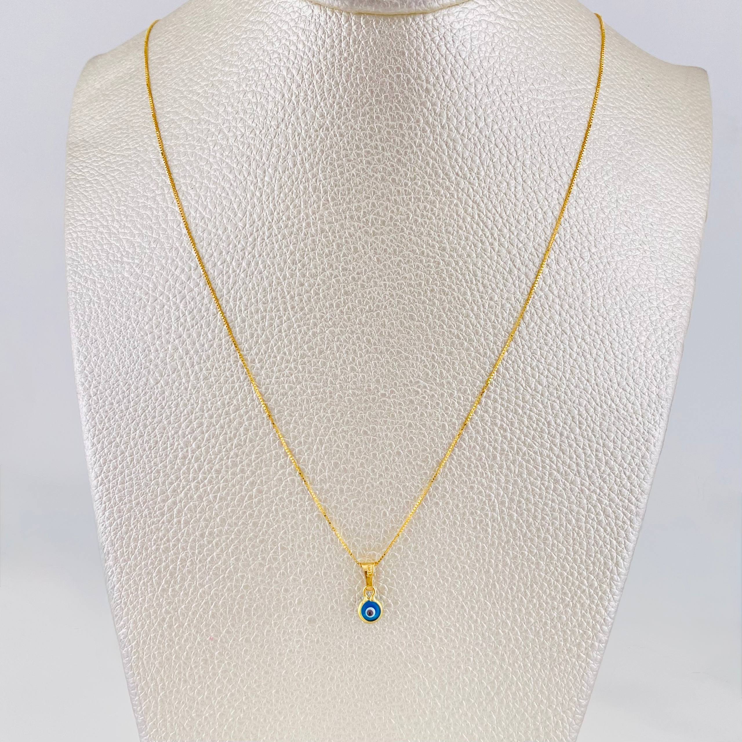 Set Cadena Veneciana + Dije Ojo Turco / 1.45g / 18 in Oro Amarillo 18K