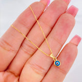 Set Cadena Veneciana + Dije Ojo Turco / 1.4g / 18 in Oro Amarillo 18K