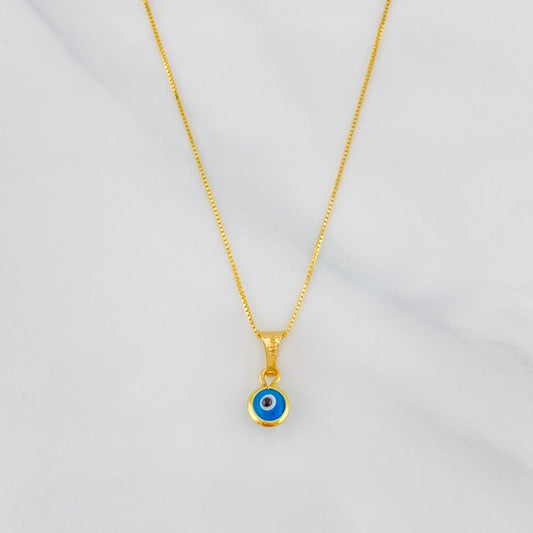 Set Cadena Veneciana + Dije Ojo Turco / 1.45g / 18 in Oro Amarillo 18K