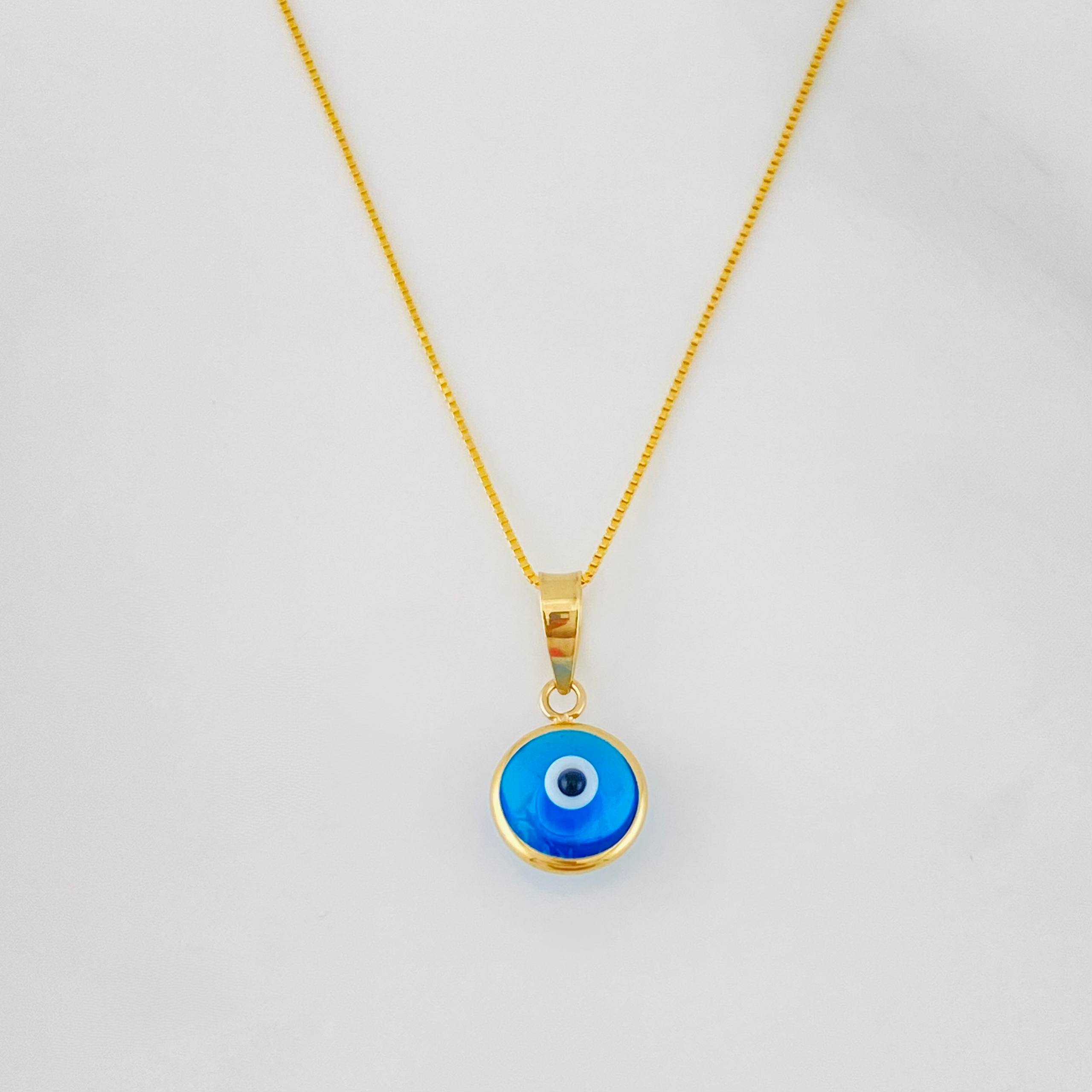 Set Cadena Veneciana + Dije Ojo Turco / 1.55g / 18 in Oro Amarillo 18K