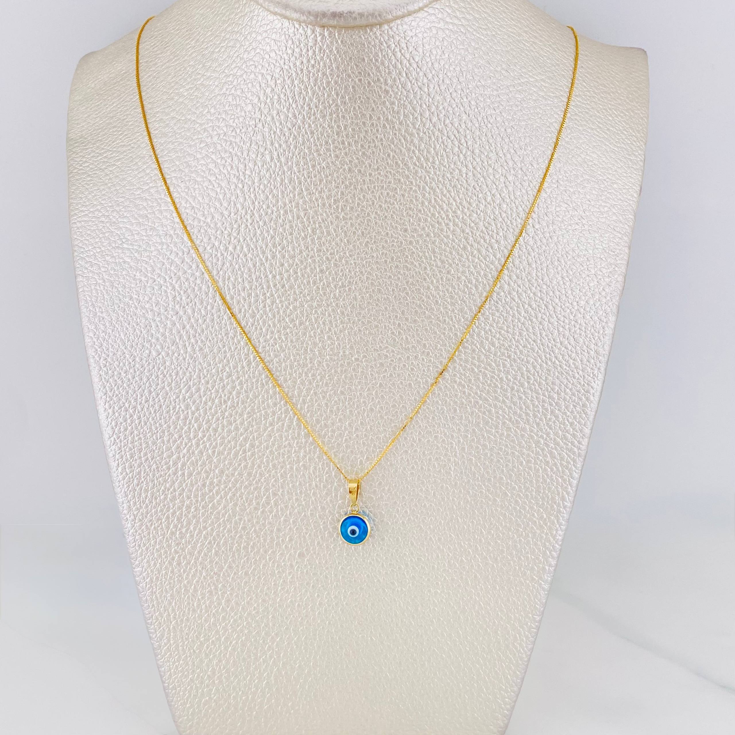 Set Cadena Veneciana + Dije Ojo Turco / 1.5g / 18 in Oro Amarillo 18K