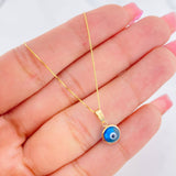 Set Cadena Veneciana + Dije Ojo Turco / 1.55g / 18 in Oro Amarillo 18K