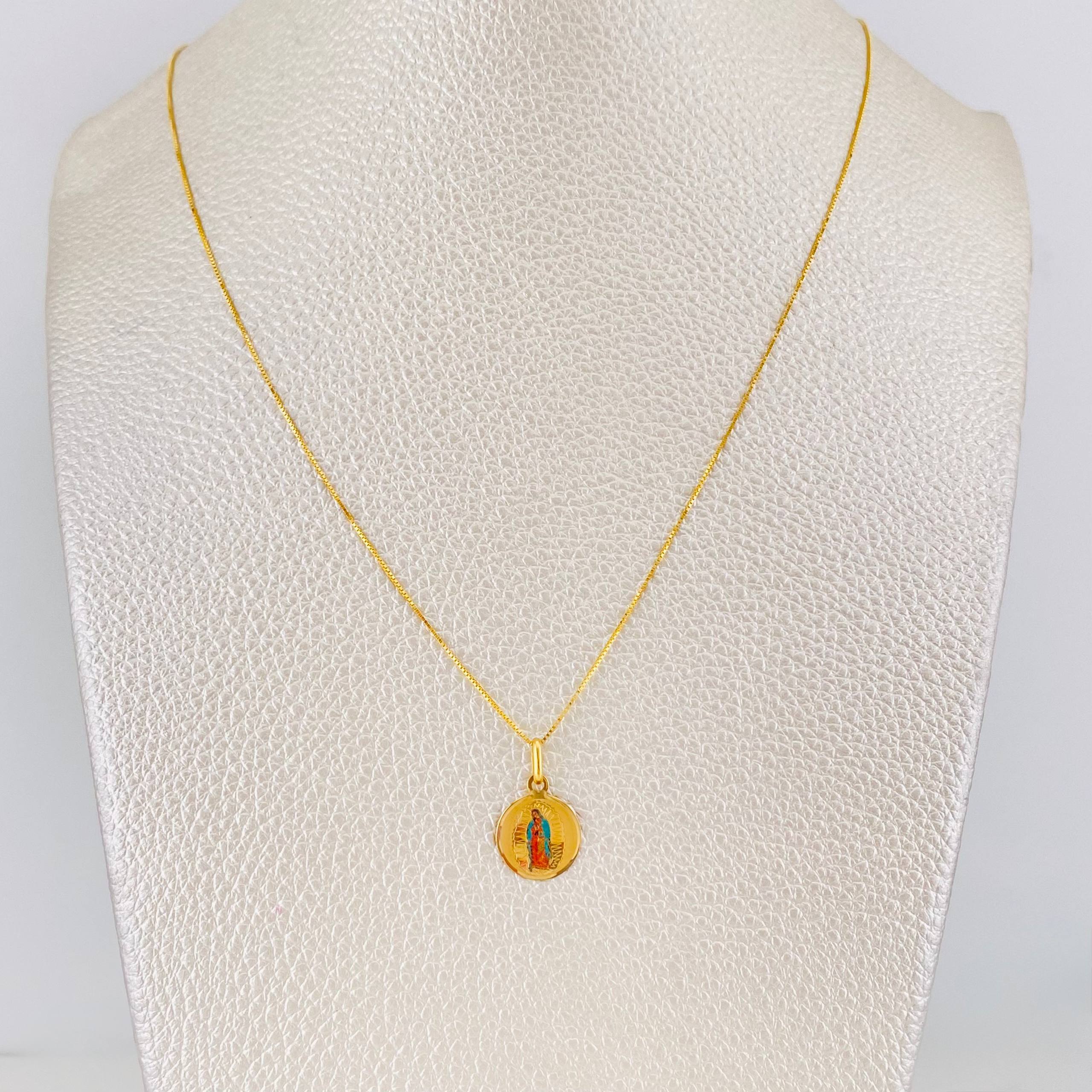 Venetian Chain Set + Virgin of Guadalupe Pendant / 1.6g / 18K Yellow Gold