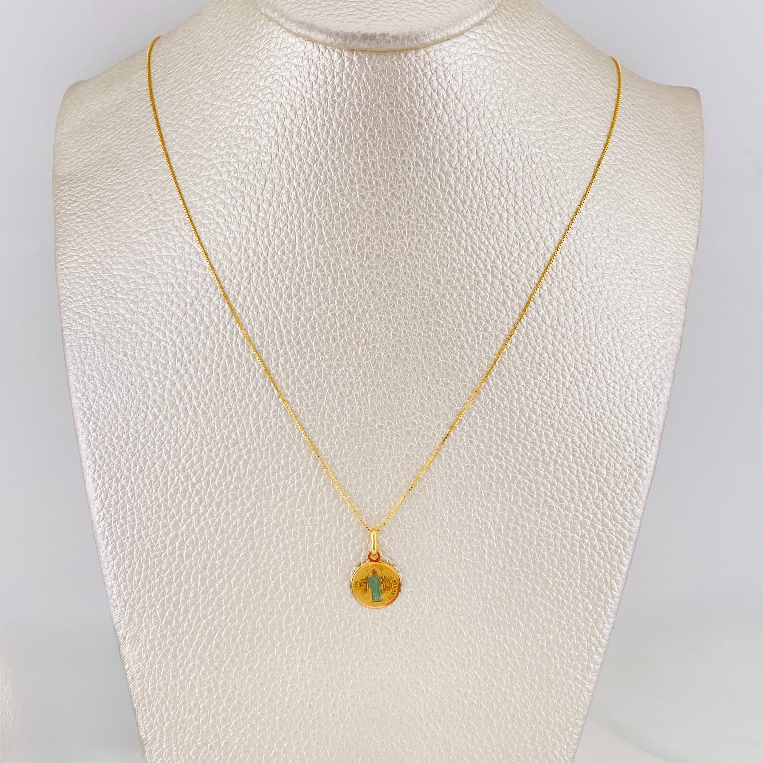 Set Cadena Veneciana + Dije San Benito / 1.5g / 18 in Oro Amarillo 18K