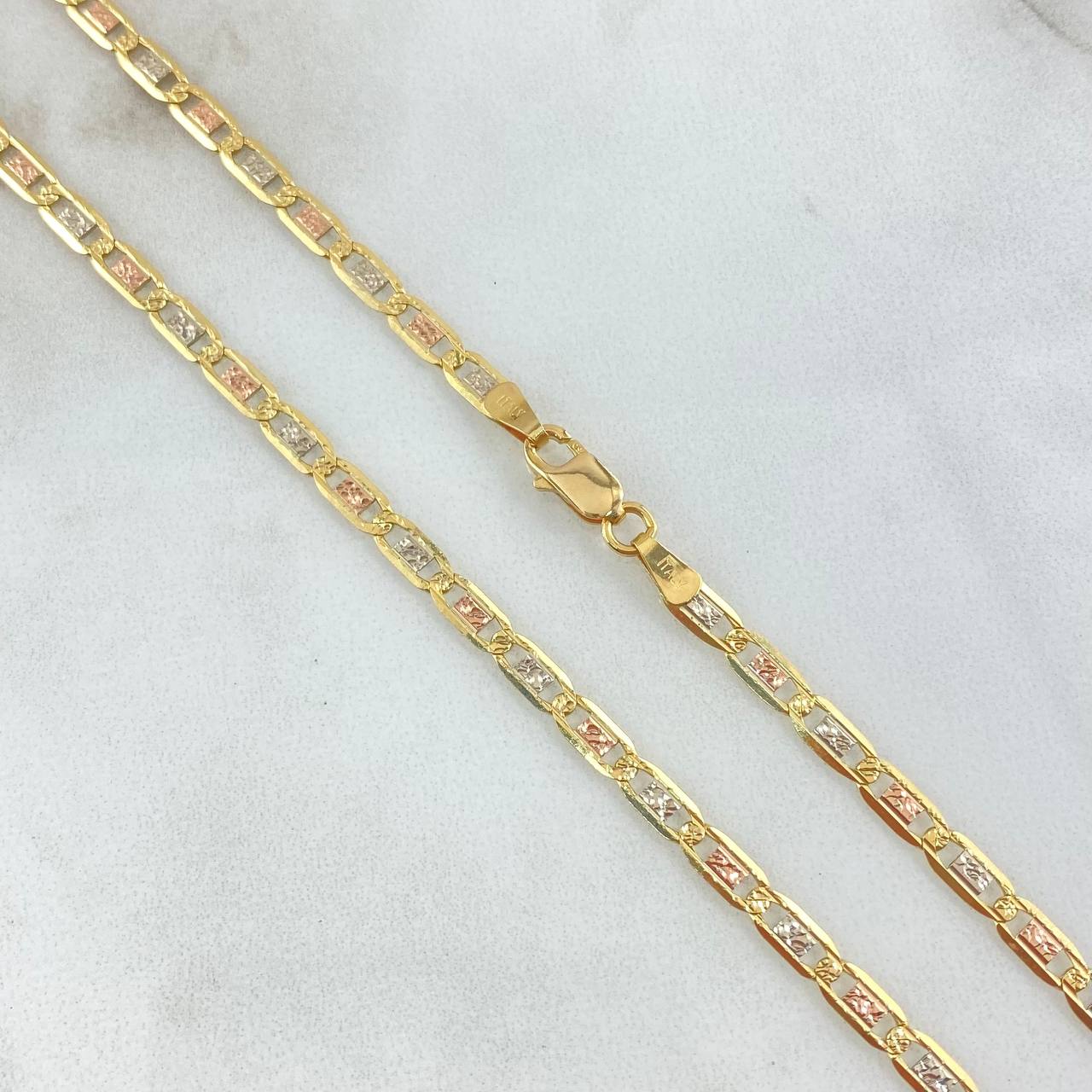 Cadena Plana 11.2gr / 60cm / 3.3mm Diamantada Tres Oros +3 18K ©