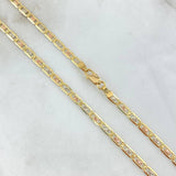 Cadena Plana 11.2gr / 60cm / 3.3mm Diamantada Tres Oros +3 18K ©