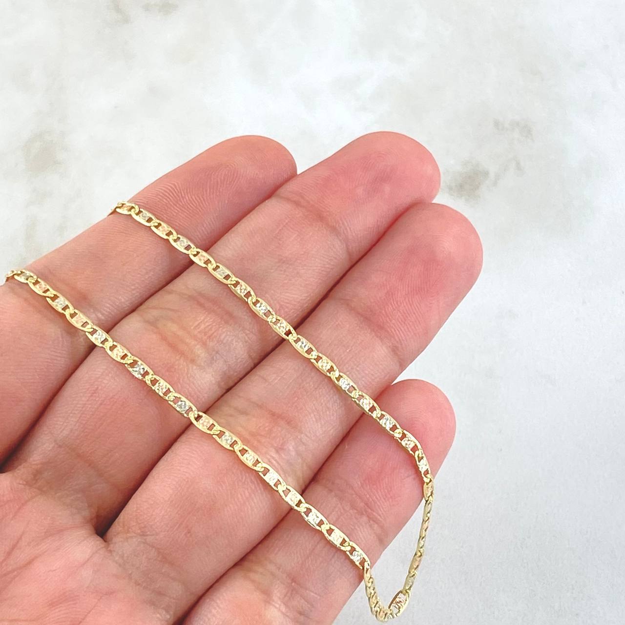 Flat Anchor Chain 3.65gr / 50cm / 2mm Diamond Cut Three Golds +3 18K ©