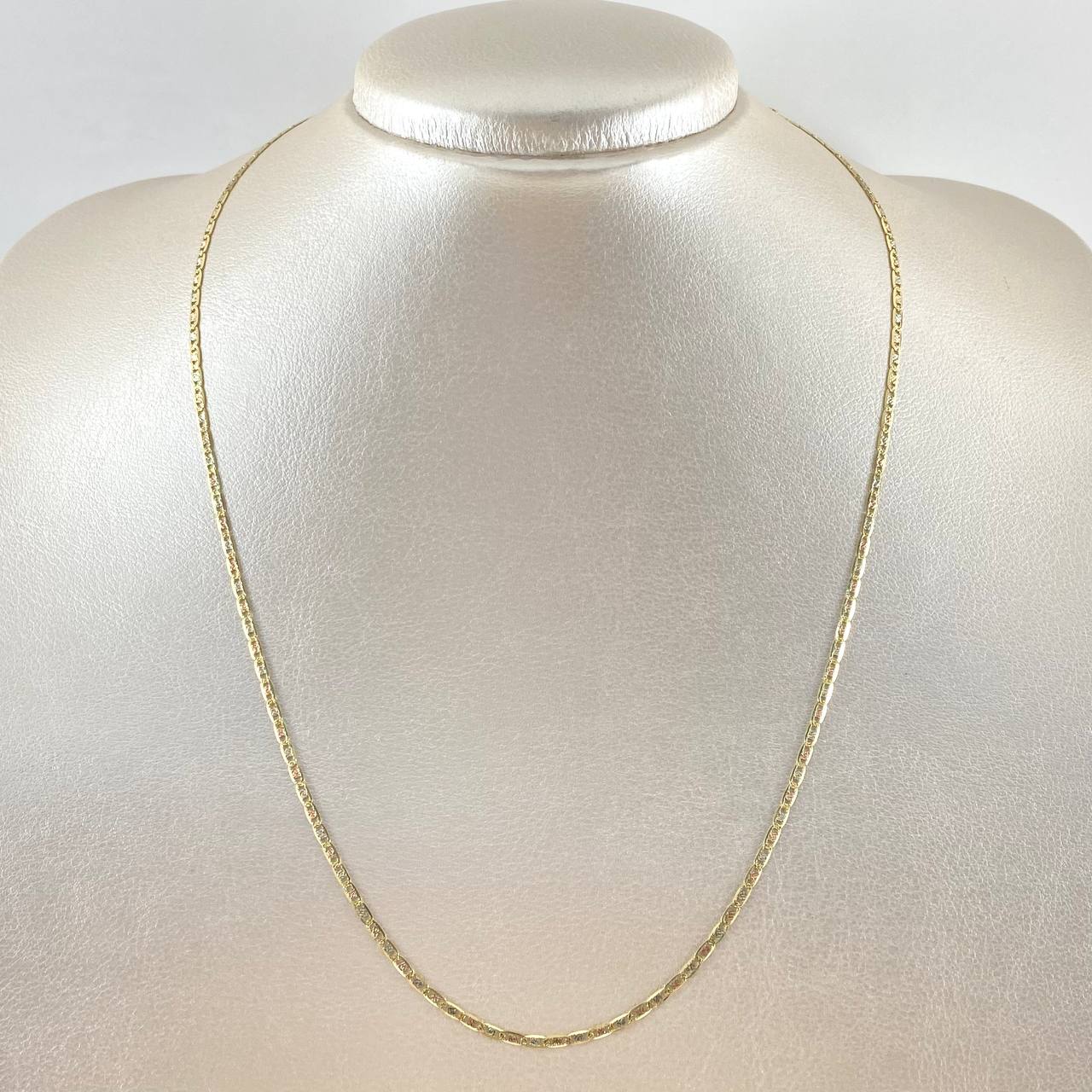 Cadena Plana 4gr / 50cm / 2mm Diamantada Tres Oros +3 18K