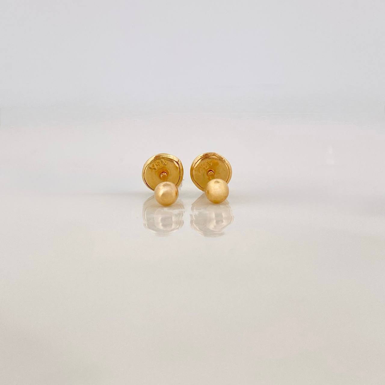 Stud Earrings Plain Bead 0.4g / in / 3mm Yellow Gold 18K
