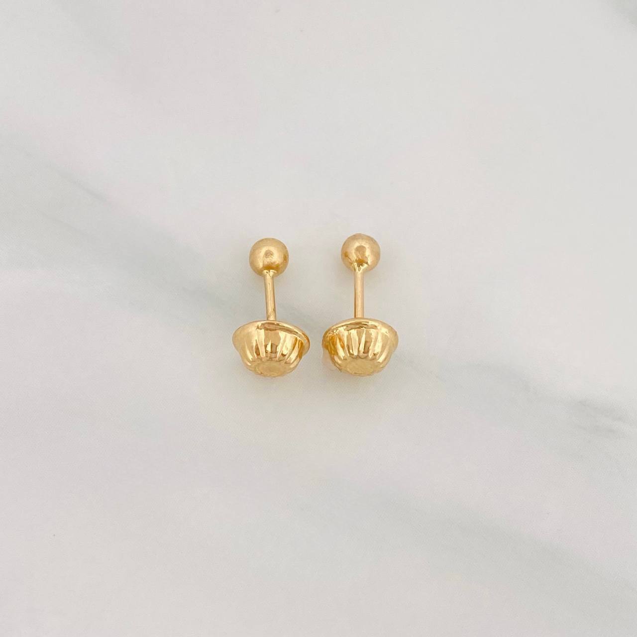 Stud Earrings Plain Bead 0.4g / in / 3mm Yellow Gold 18K