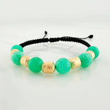 Black Woven Bracelet Rough Emerald 6 Units / 6Mm 18K Yellow Gold