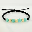 Black Woven Bracelet Rough Emerald 4 Pcs / 5Mm 18K Yellow Gold