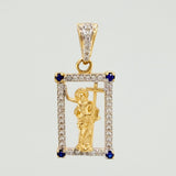 Pendant Resurrected Jesus 2.4 g / 1 in Two Yellow White Gold 18K