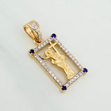 Pendant Resurrected Jesus 2.4 g / 1 in Two Yellow White Gold 18K