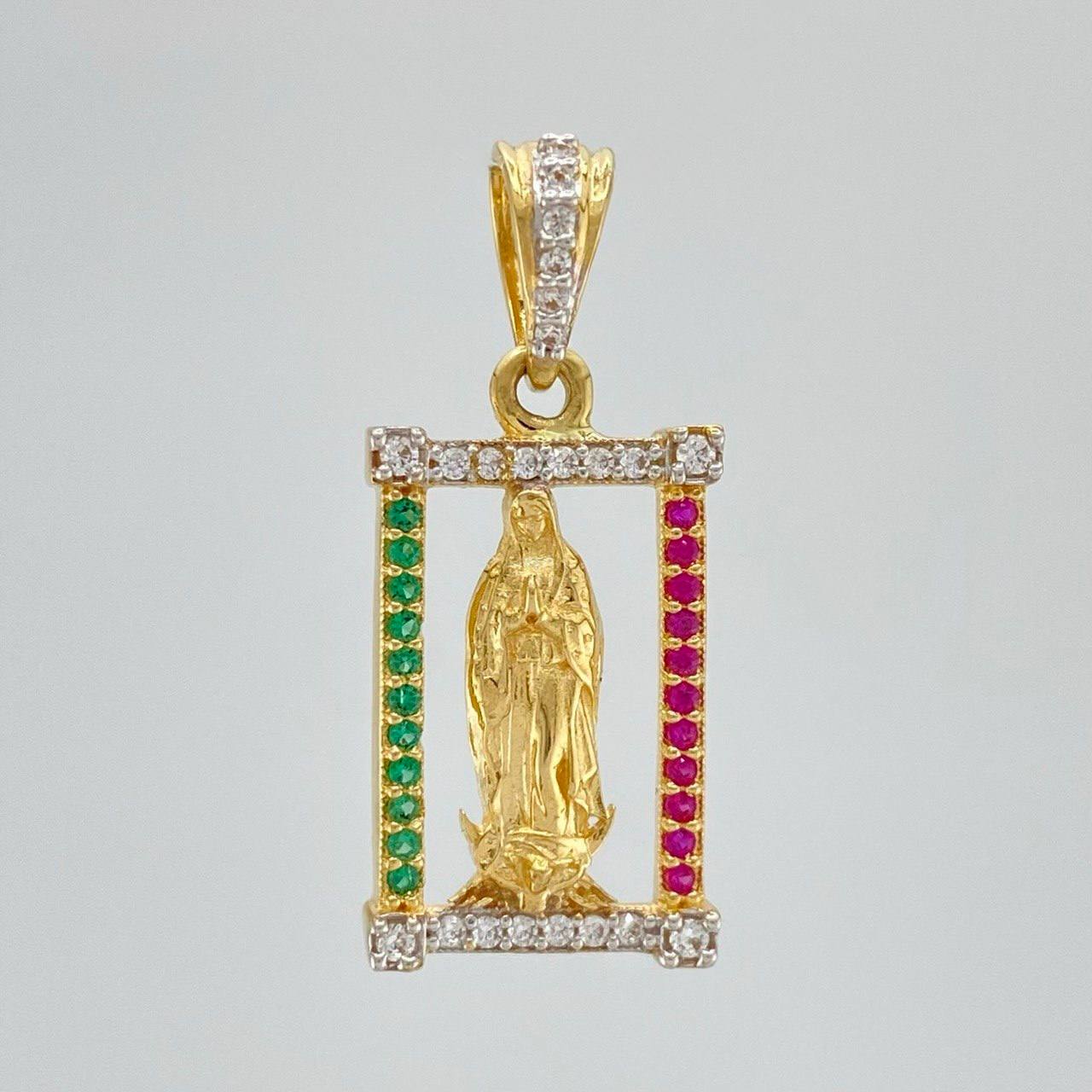 Virgin of Guadalupe Pendant 2.3 g / 1 in Two-Tone Yellow White Gold 18K