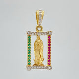 Virgin of Guadalupe Pendant 2.3 g / 1 in Two-Tone Yellow White Gold 18K