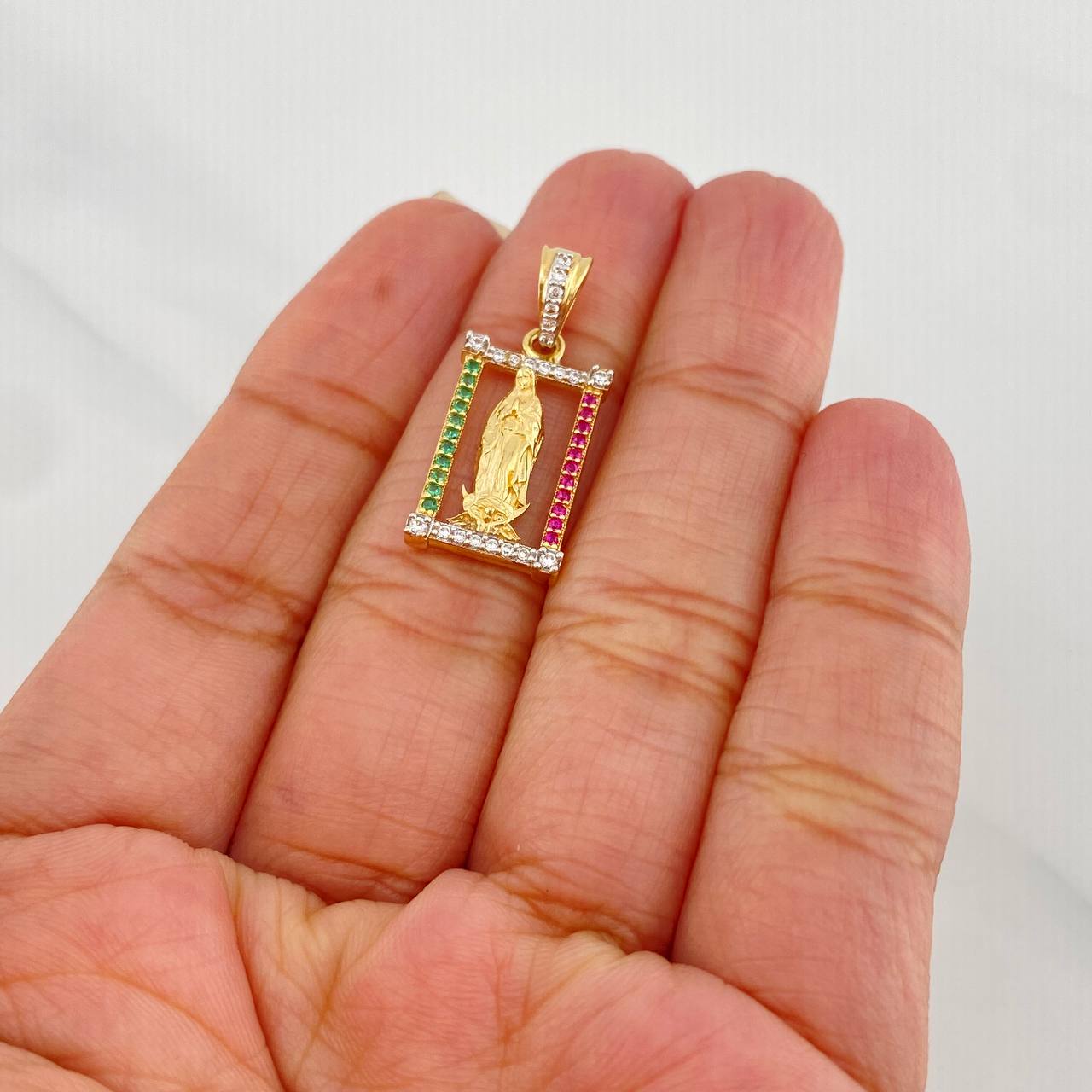 Virgin of Guadalupe Pendant 2.3 g / 1 in Two-Tone Yellow White Gold 18K