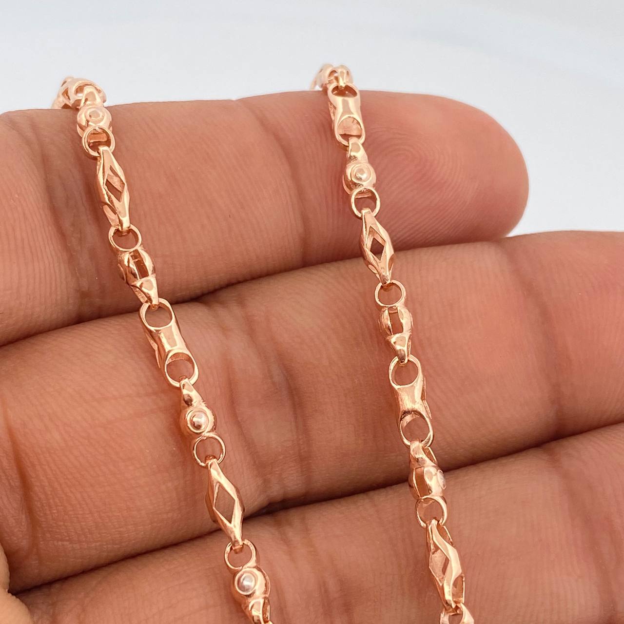 Cadena Rustica Rombos 13.35gr / 18 in / 3mm Oro Rosa 18K $