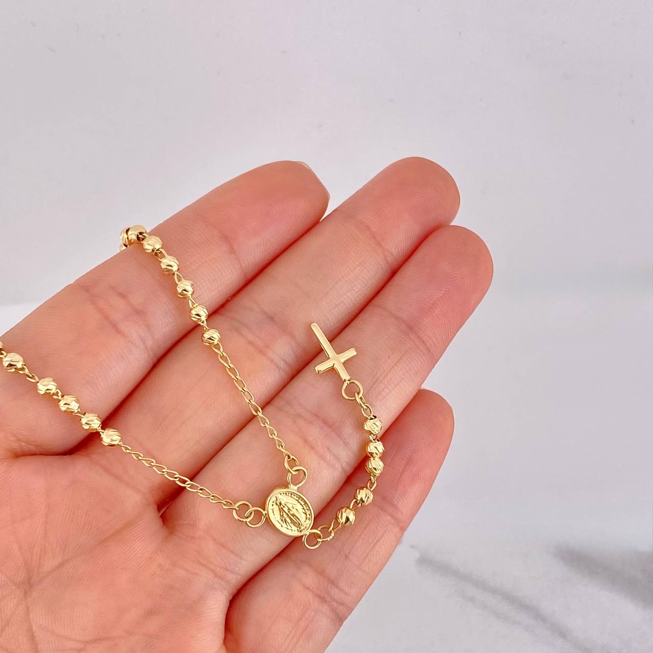 Rosary Miraculous Virgin 5.75g / 20 in / 3mm Yellow Gold 18K