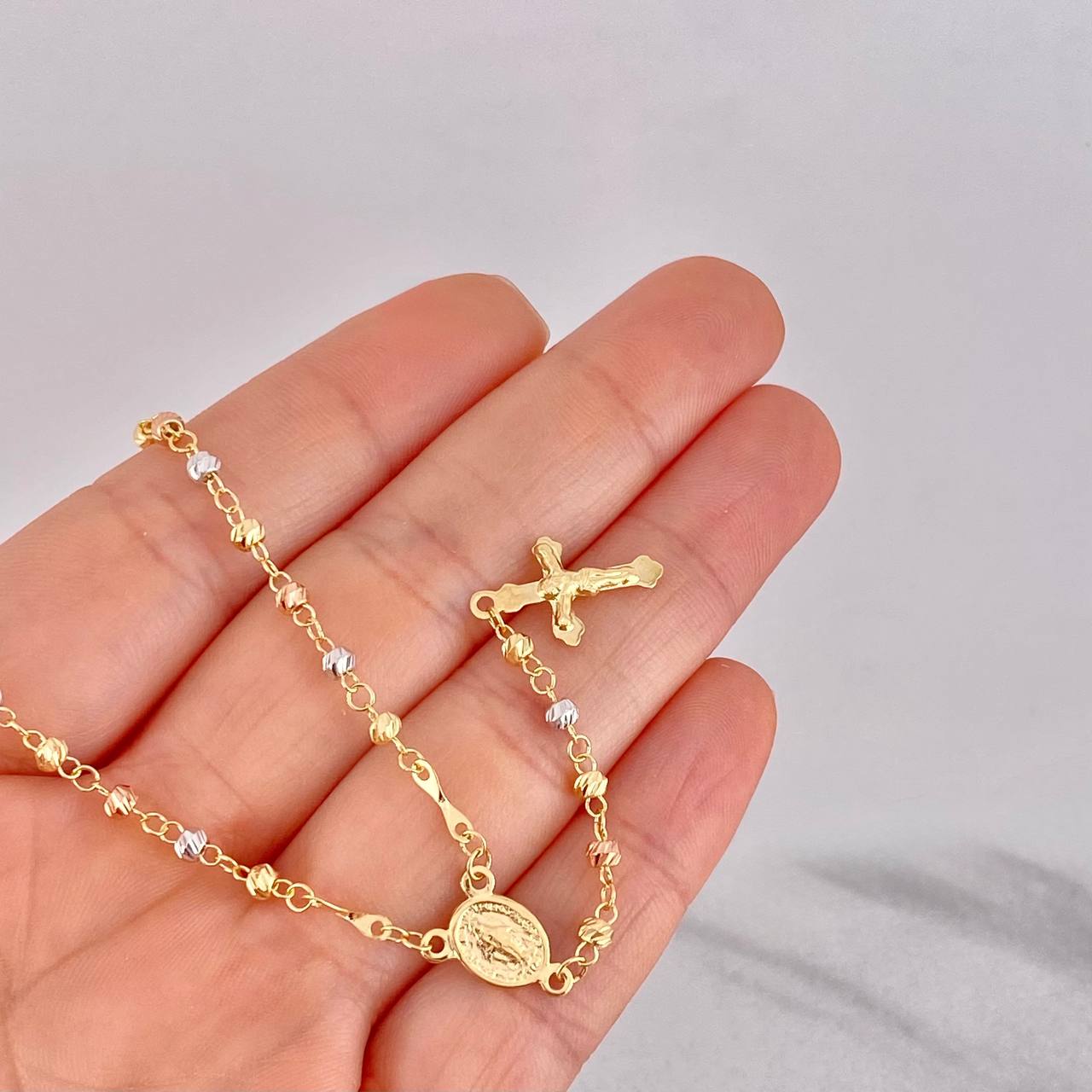 Rosary Miraculous Virgin 6.05g / 20 in / 3mm Three Golds 18K