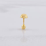 Single Diamond Cut Bead Stud 0.2g / in / 3mm Yellow Gold 18K