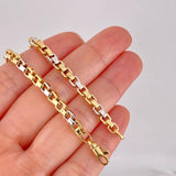 Venetian Bracelet Square 6.3g / 8 1/2 in / 4.3mm Two Yellow White Gold 18K