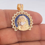 Dije Cristo Rostro 7.5gr / 1 1/4 in / Dos Oros Amarillo Blanco 18K $